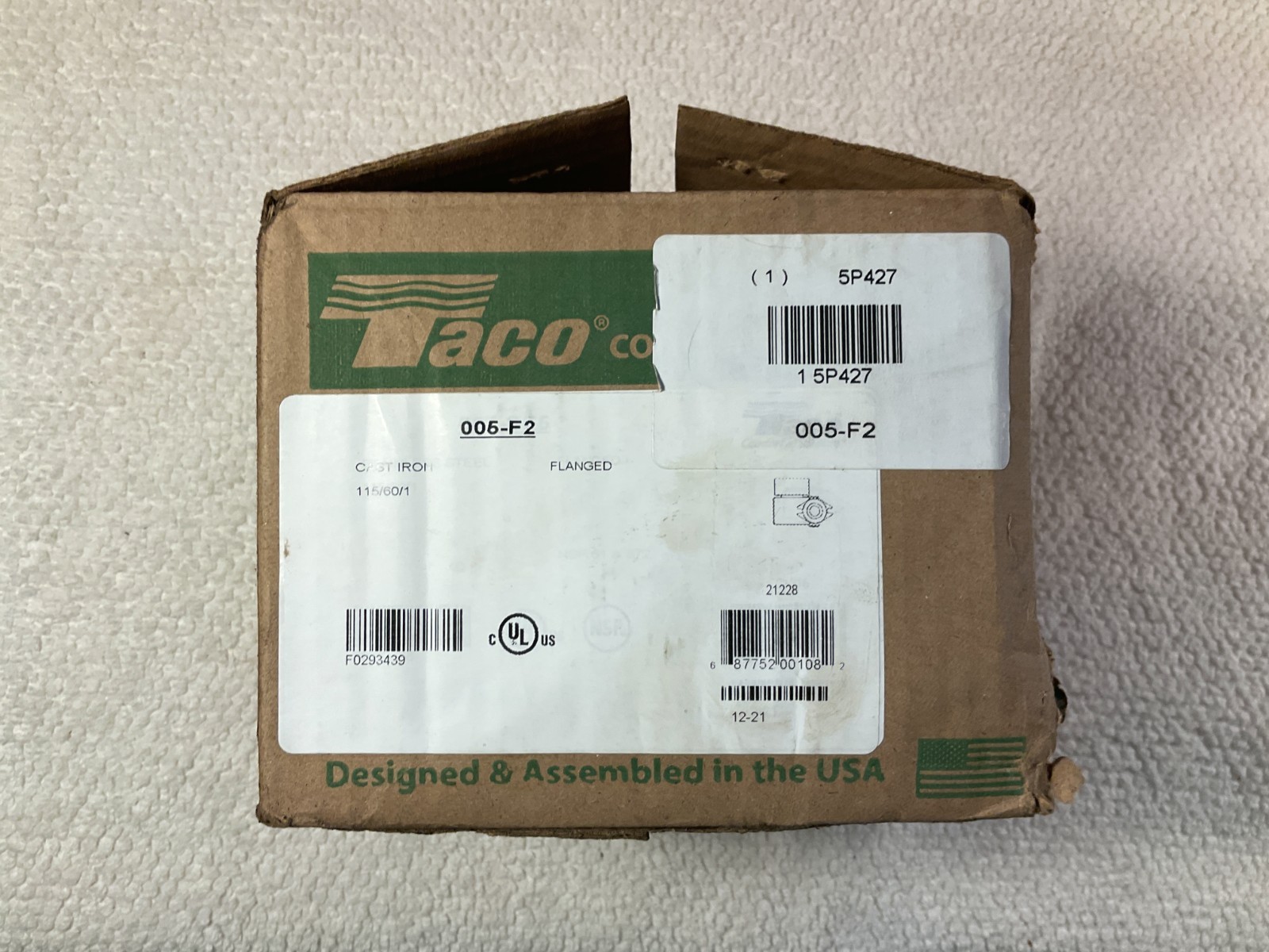 Taco Cartridge Circulator Pump, Cast Iron 005-F2 New In Open Box