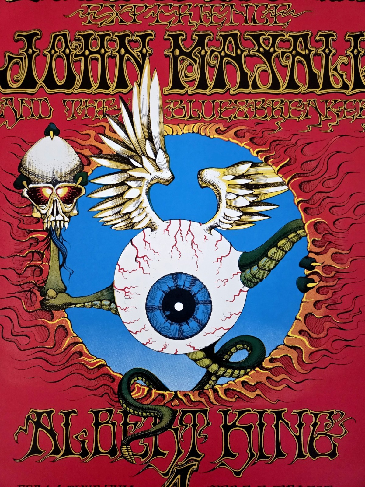 JIMI HENDRIX EXPERIENCE "Flying Eyeball" Poster Rick Griffin 14" x 21" Fillmore