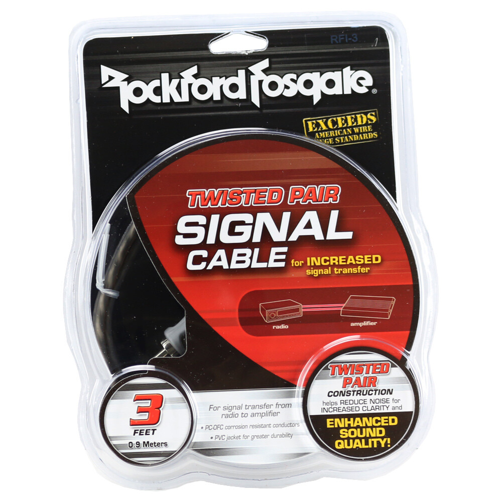 Rockford Fosgate RFI-3 3 ft. 2-Channel Twisted RCA Interconnect Cable RFI3 NEW