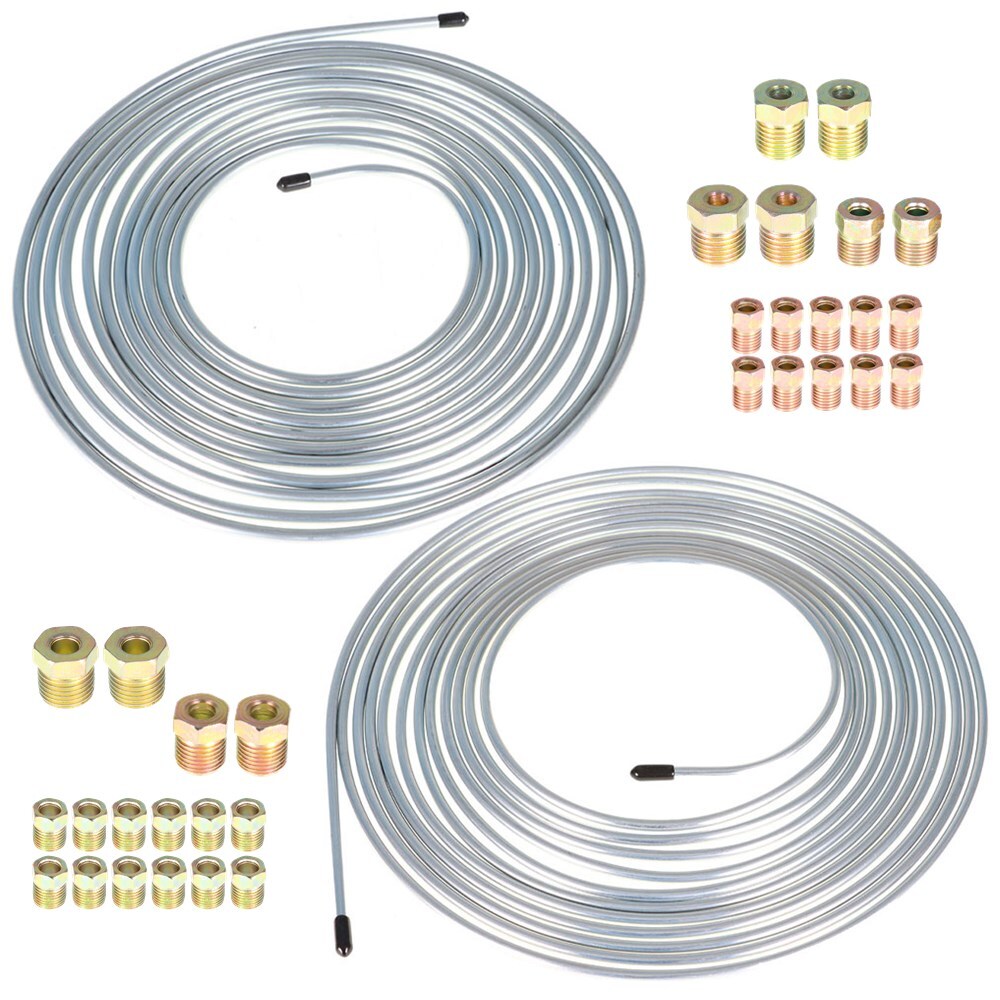 Labwork Brake Line Tubing Kit For Universal 25 Ft 3/16&1/4 Zinc w/32 Fittings