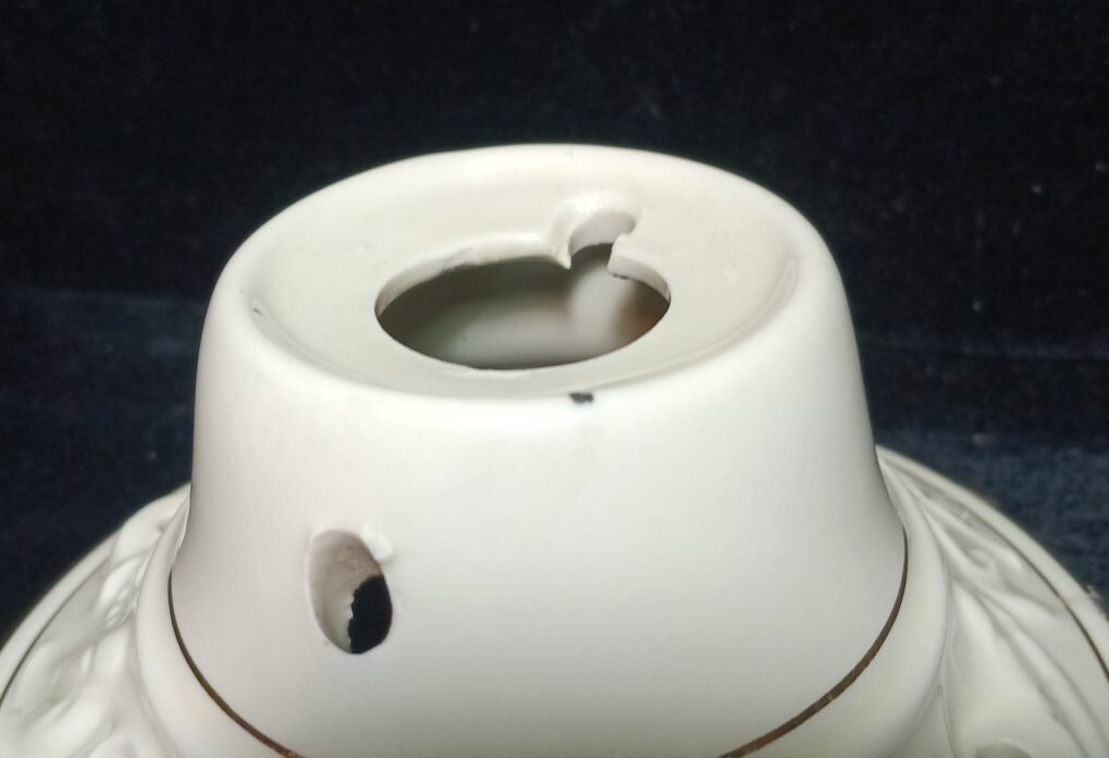 Porcelier Ceramic Ceiling Light Fixture Off White And Gold 5.5"W x 3"H