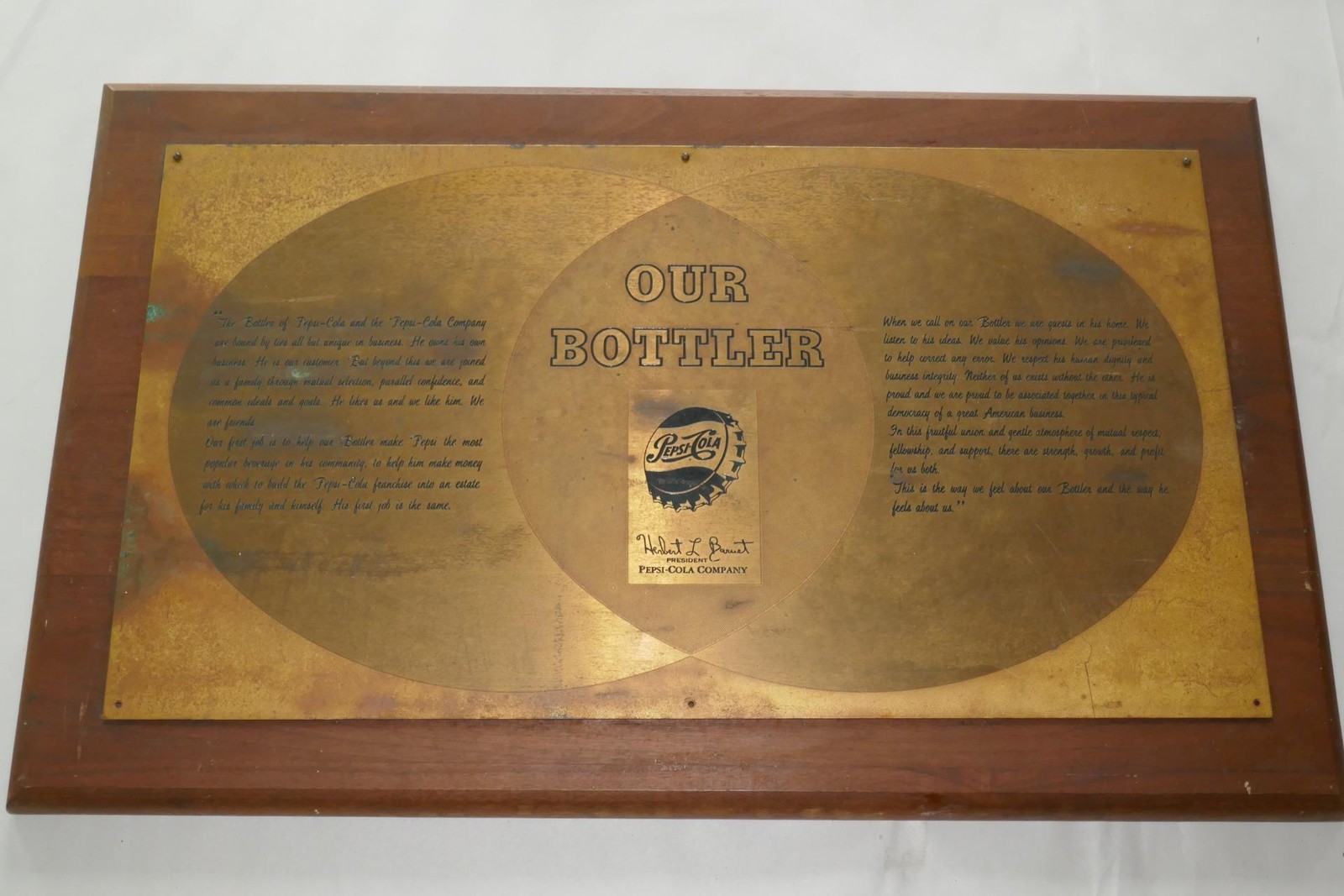 Vintage Pepsi Cola Sign Bottler Appreciation