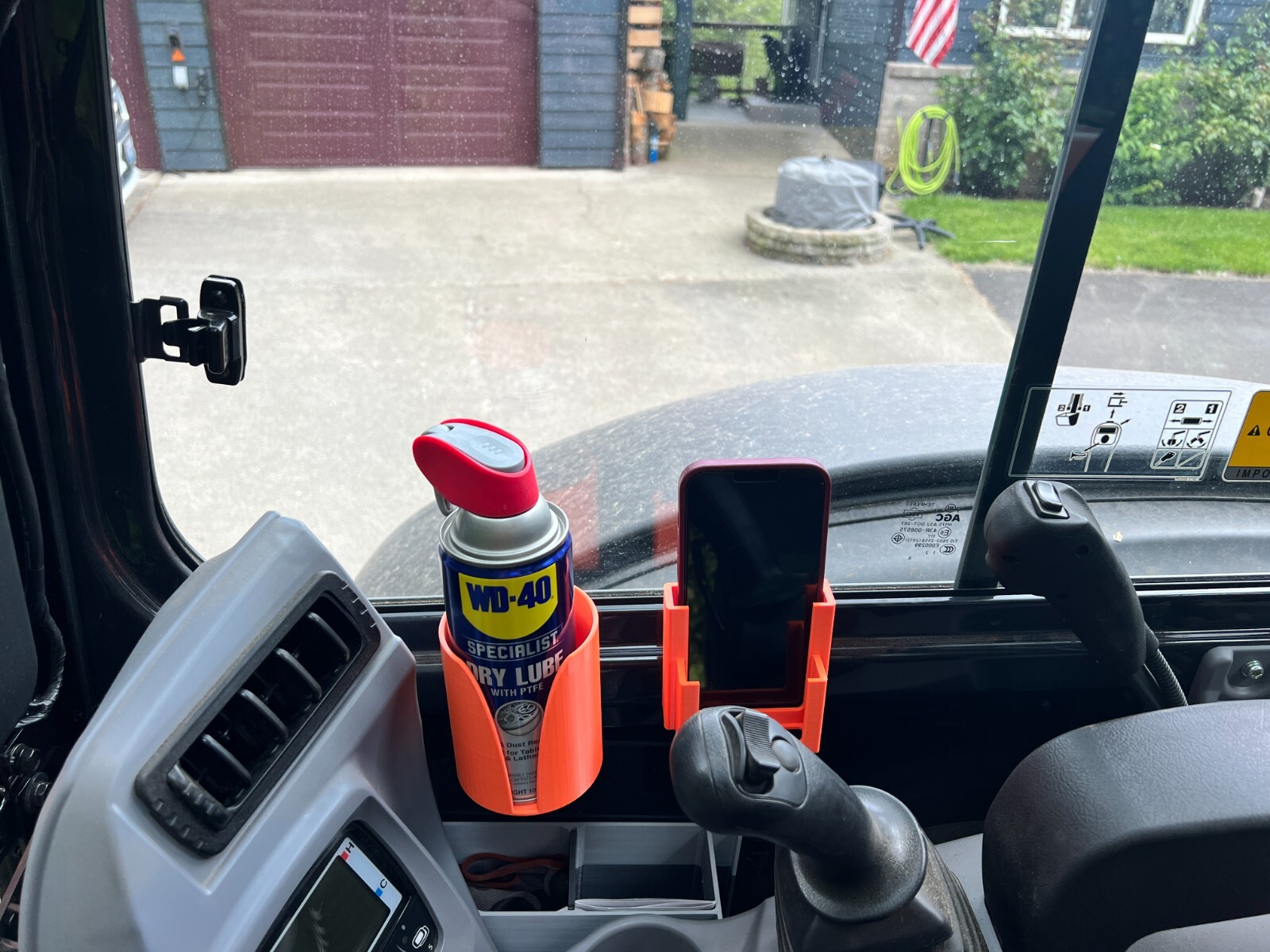 Kubota KX040-4 CAB Phone and Cup/Drink/Spray Bottle Holder