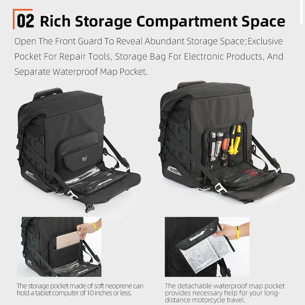 Rhinowalk Motorcycle Side Bag Waterproof 35L Quick Release Saddlebag Pannier 1Pc