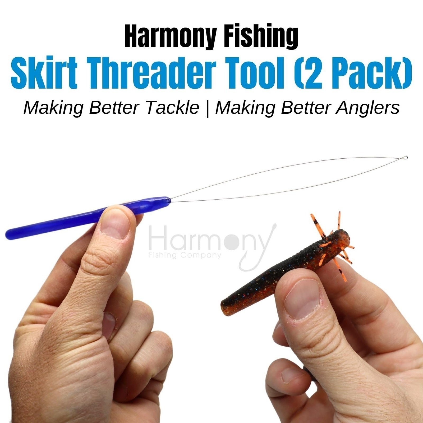 Harmony Fishing Skirt Threader (2-Pack + 8 Skirts) - Create DIY Fuzzy Dice Baits