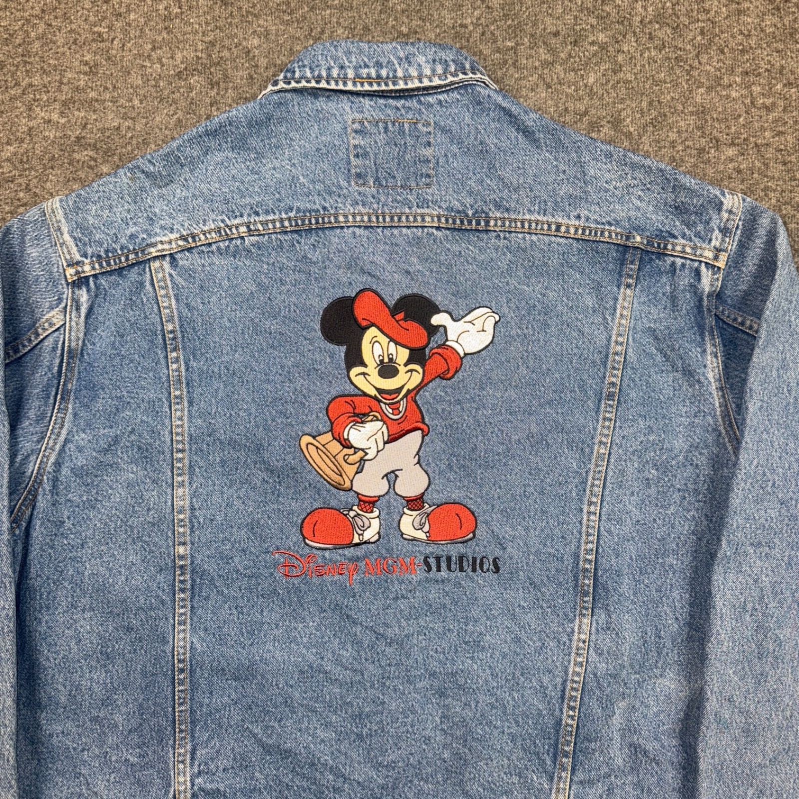 Vintage Lee Disney MGM Studios Mickey Mouse Denim Jacket Mens XL Embroidered
