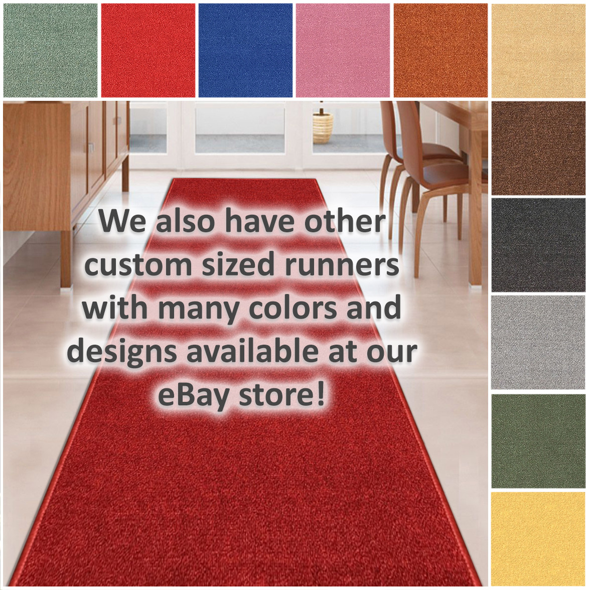 Custom Size SOLID GREY Stair Hallway Runner Rug Non Slip Rubber Back GRAY