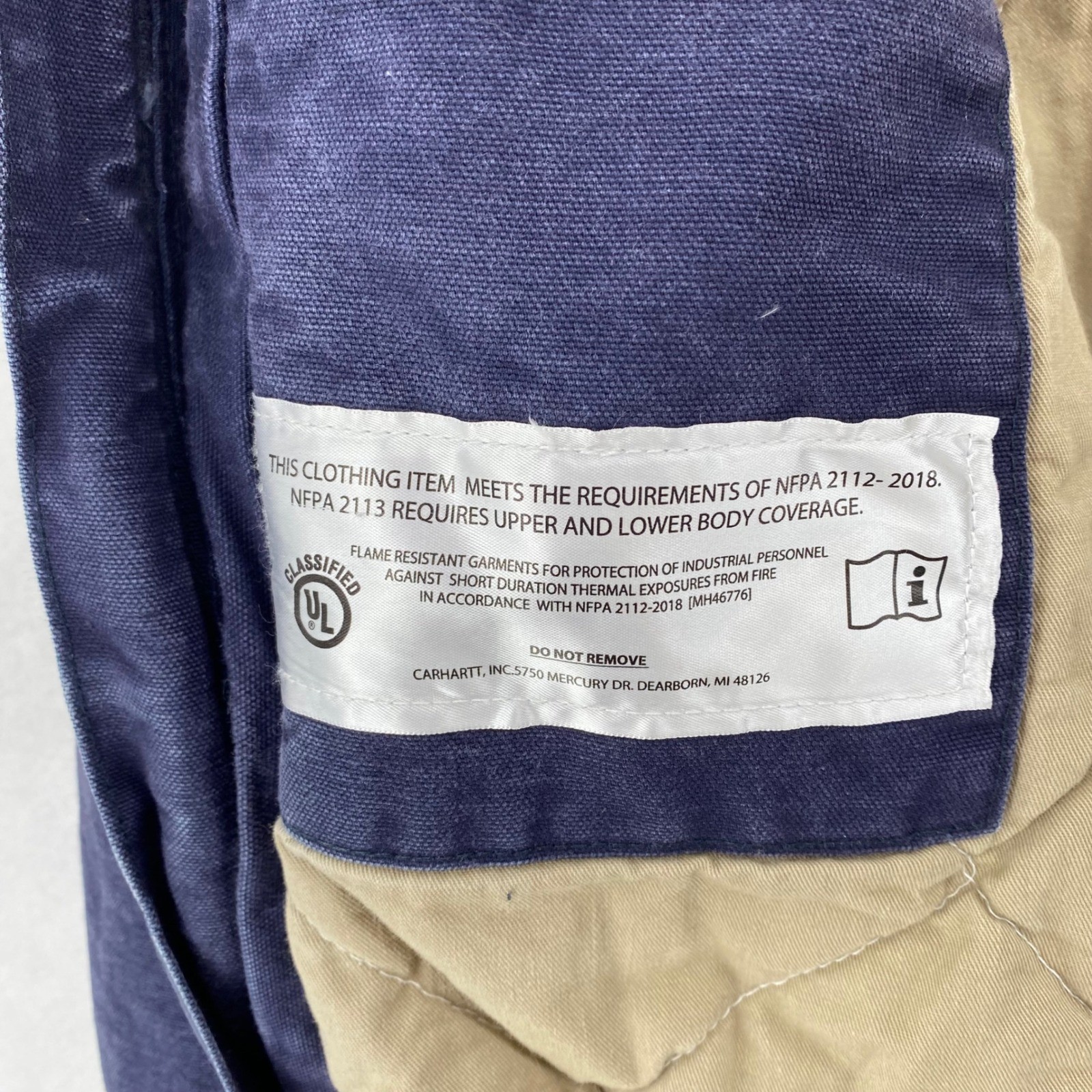 Carhartt FR Flame Resistant Hooded Jacket Mens Small Navy Blue Vintage Workwear