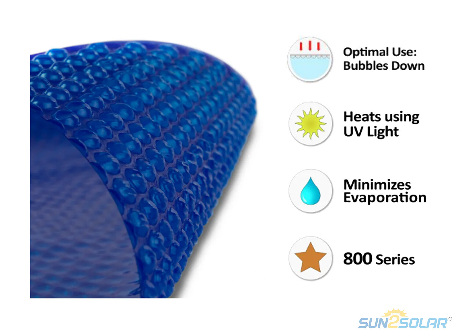 Sun2Solar 800 Series Round Solar Blanket Heater Cover for Swimming Pools