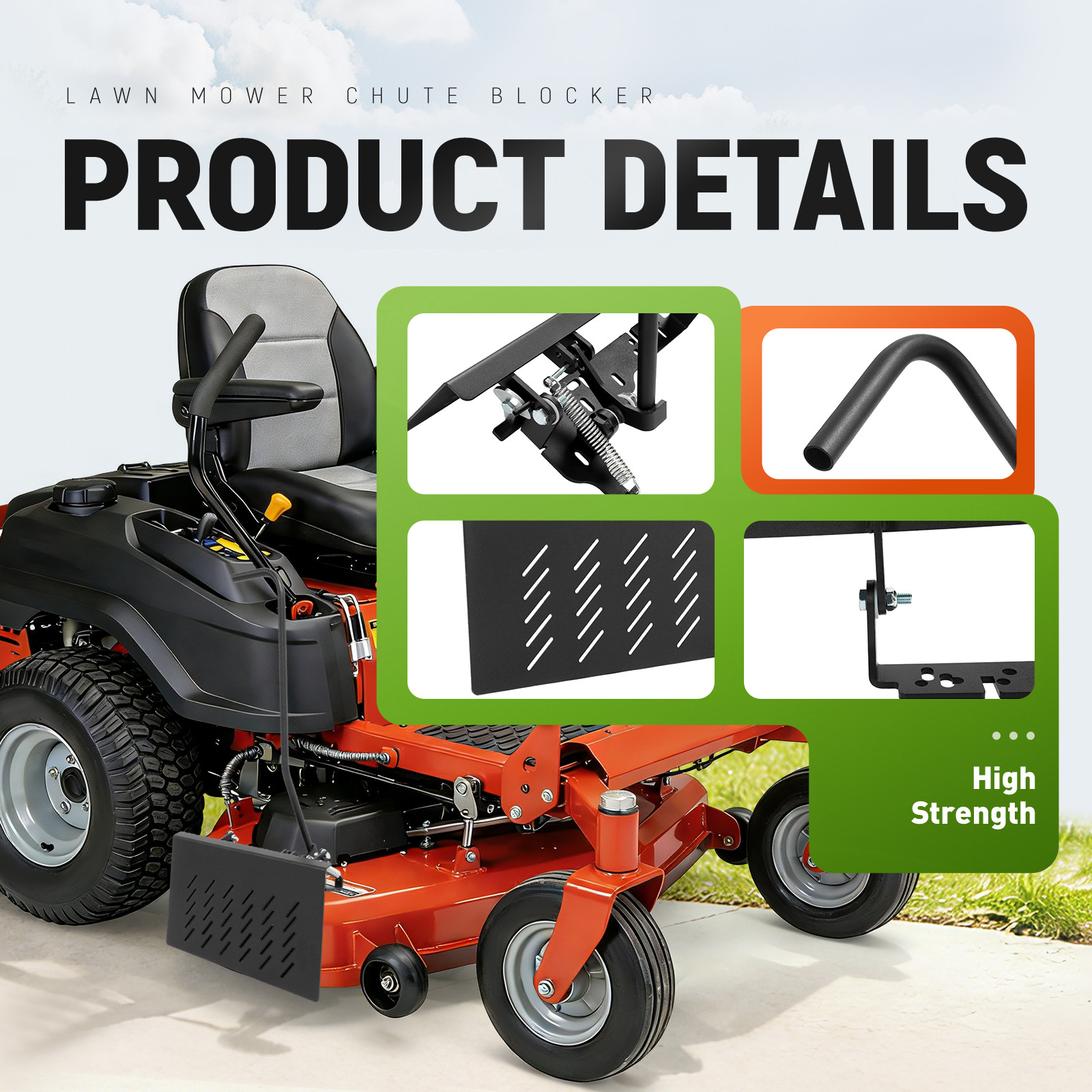 Chute Blocker For ZT Mowers Toro #ACS6000ULS 088-6003-00 w/Mounting hardware