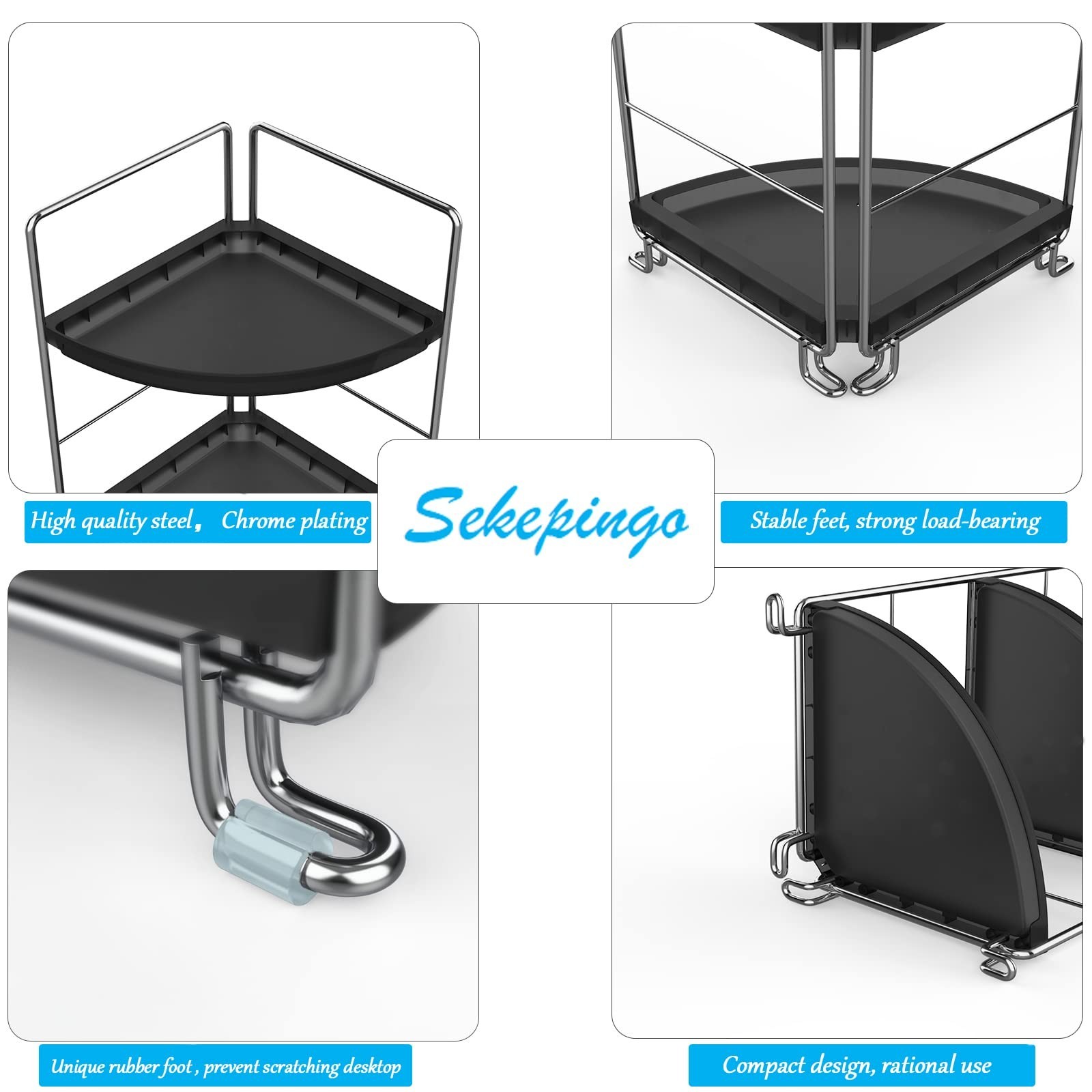 3-Tier Corner Bathroom Sink Countertop Organizer Storage Shelf Stackable Orga...