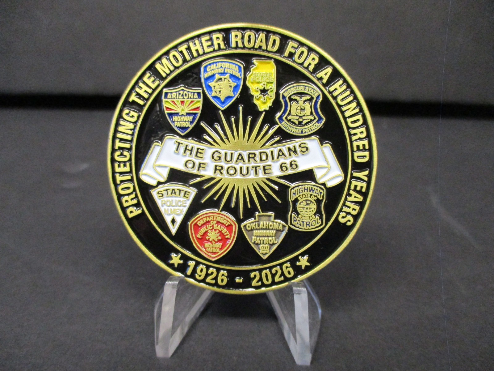 ROUTE 66 100th ANNIV CHALLENGE COIN W/HIGHWAY PATROL LOGOS, L@@K !