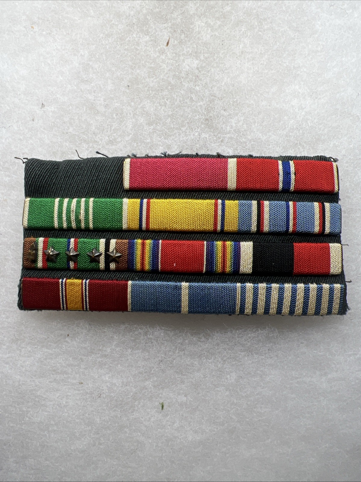 WW2 - Korean War US Army Officer Ribbon Bar Rack Theater Made ETO Vet (FF651