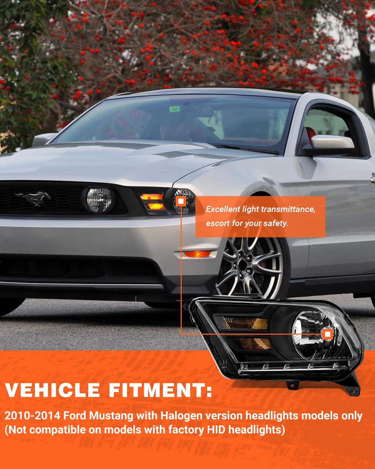 Headlight Assembly Compatible with Ford 10-14 Mustang /Mustang Headlamp