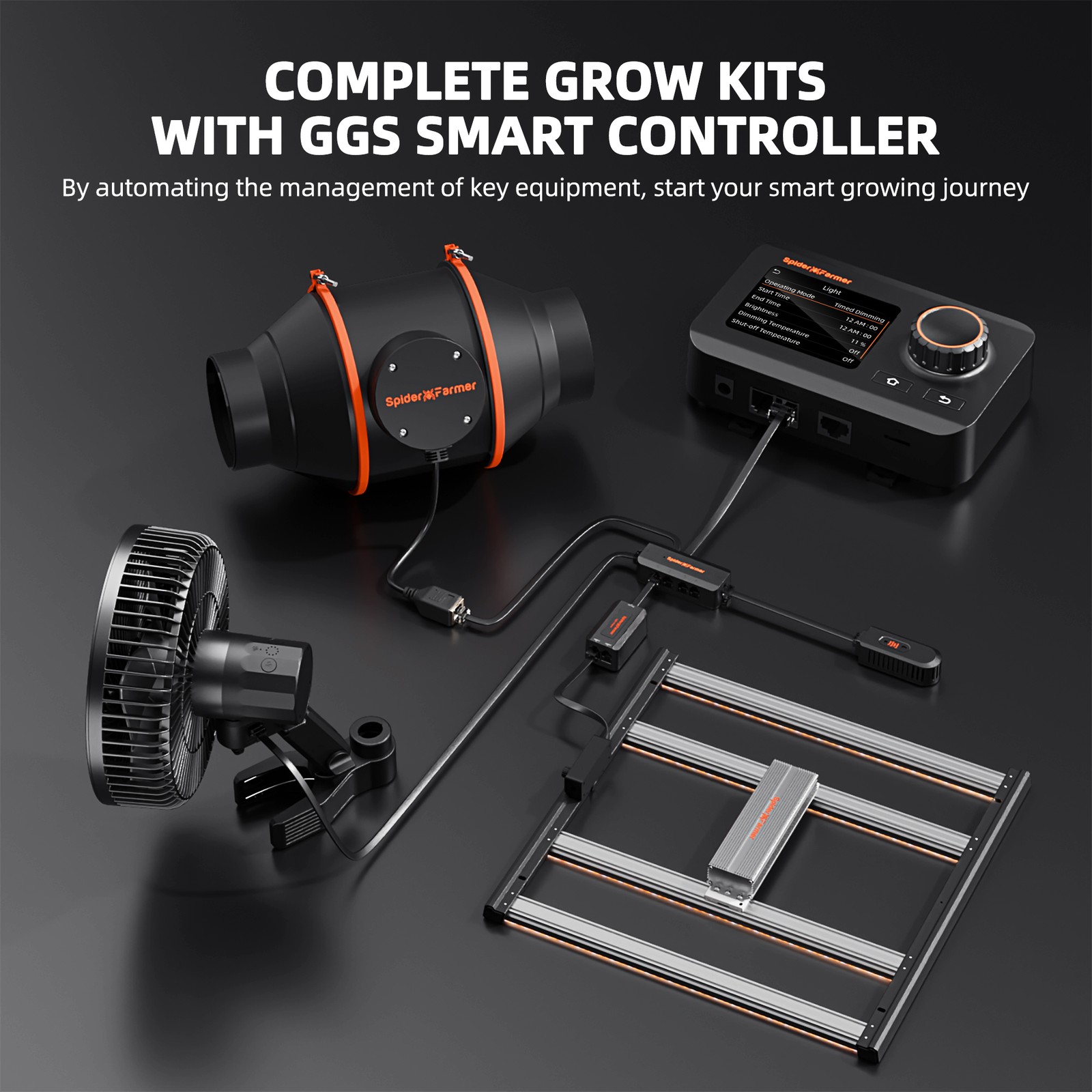 2025 Spider Farmer 3x3ft Smart Grow Tent Kit 300W LED+GGS+Clip fan,Wifi-Control