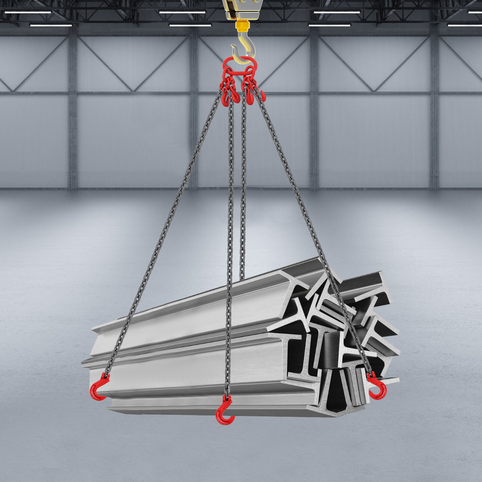 5 Ton/11023.11lbs Chain Sling Adjustable Length Lifting Chains w/Legs Grab Hook