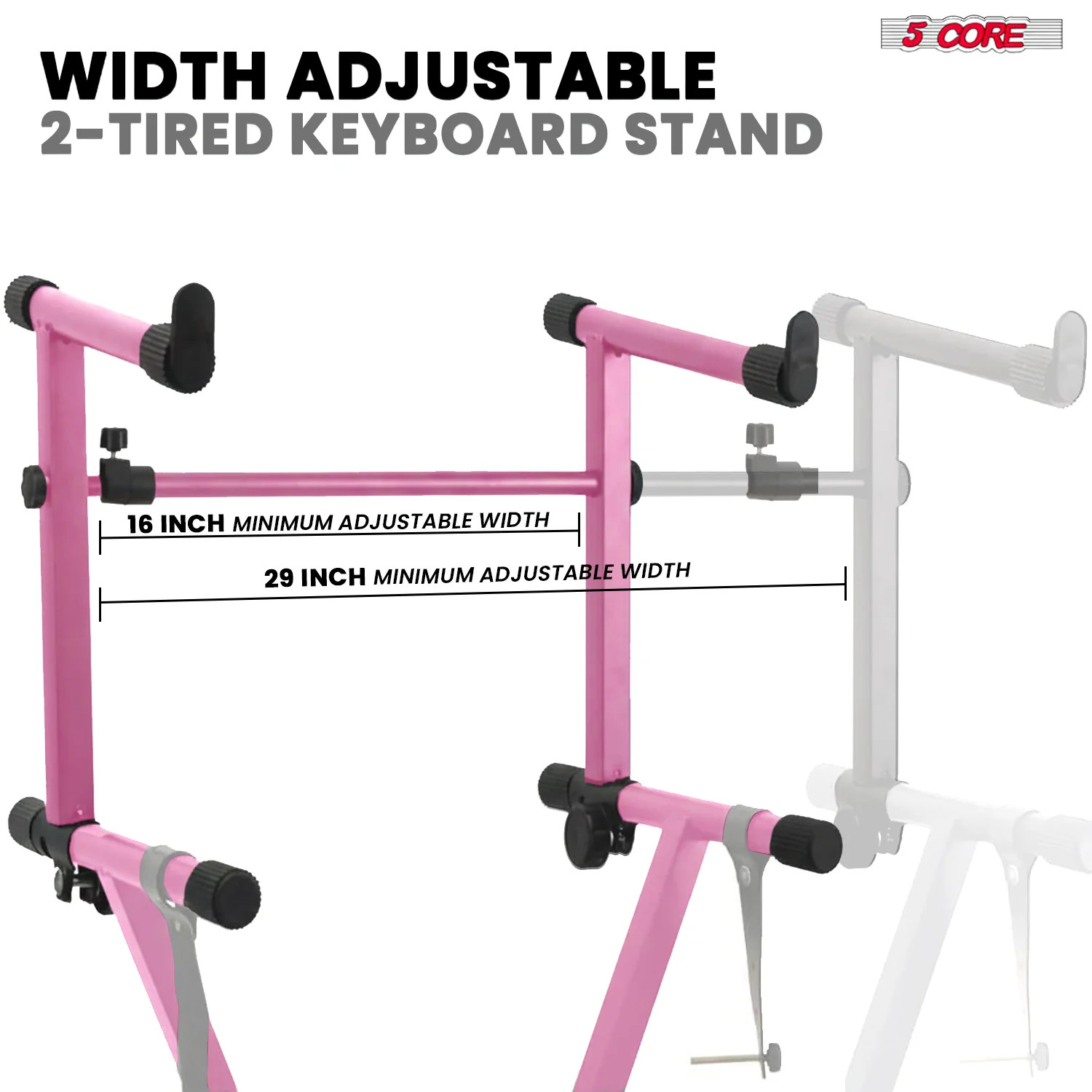 5 Core 2 Tier Keyboard Stand Combo Adjustable Piano Stand wExtension Arm