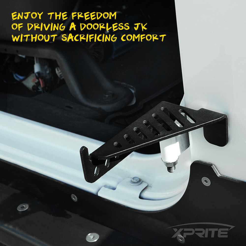 Black Steel Exterior Door Hinge Front Foot Pegs Rest for 07-18 Jeep Wrangler JK