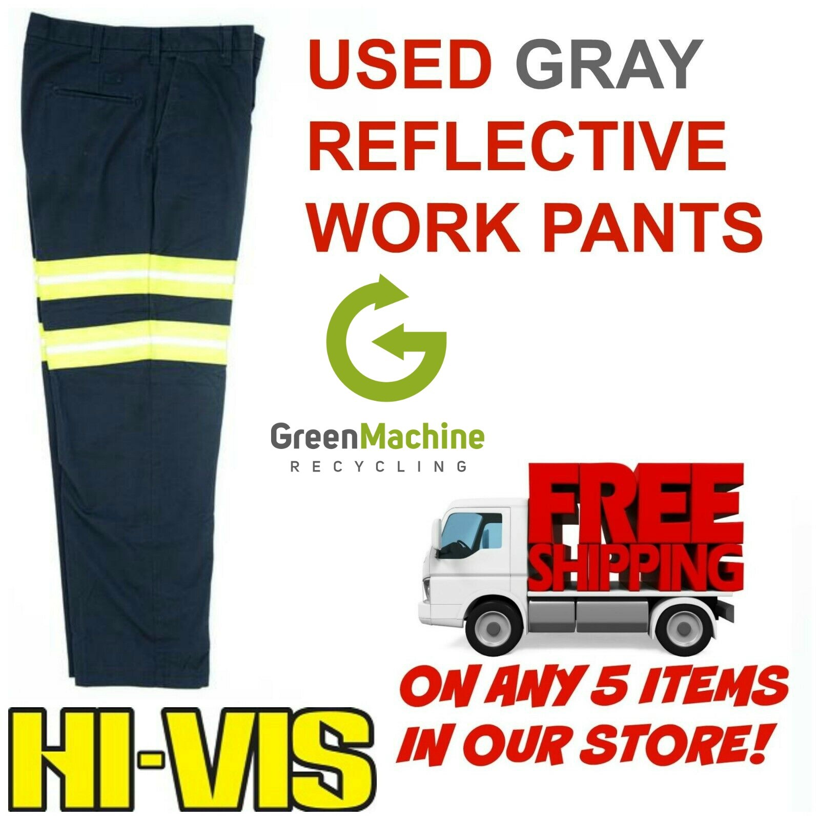 Used Hi-Visibility Reflective Hi-Vis Work Pants Cintas Redkap Unifirst G&K