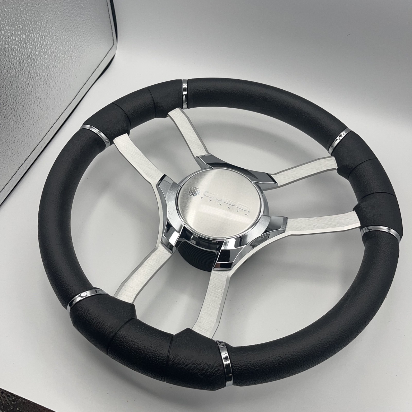 Malera Boat Steering Wheel Brushed Alum Spoke | Gussi Italia Center Cap