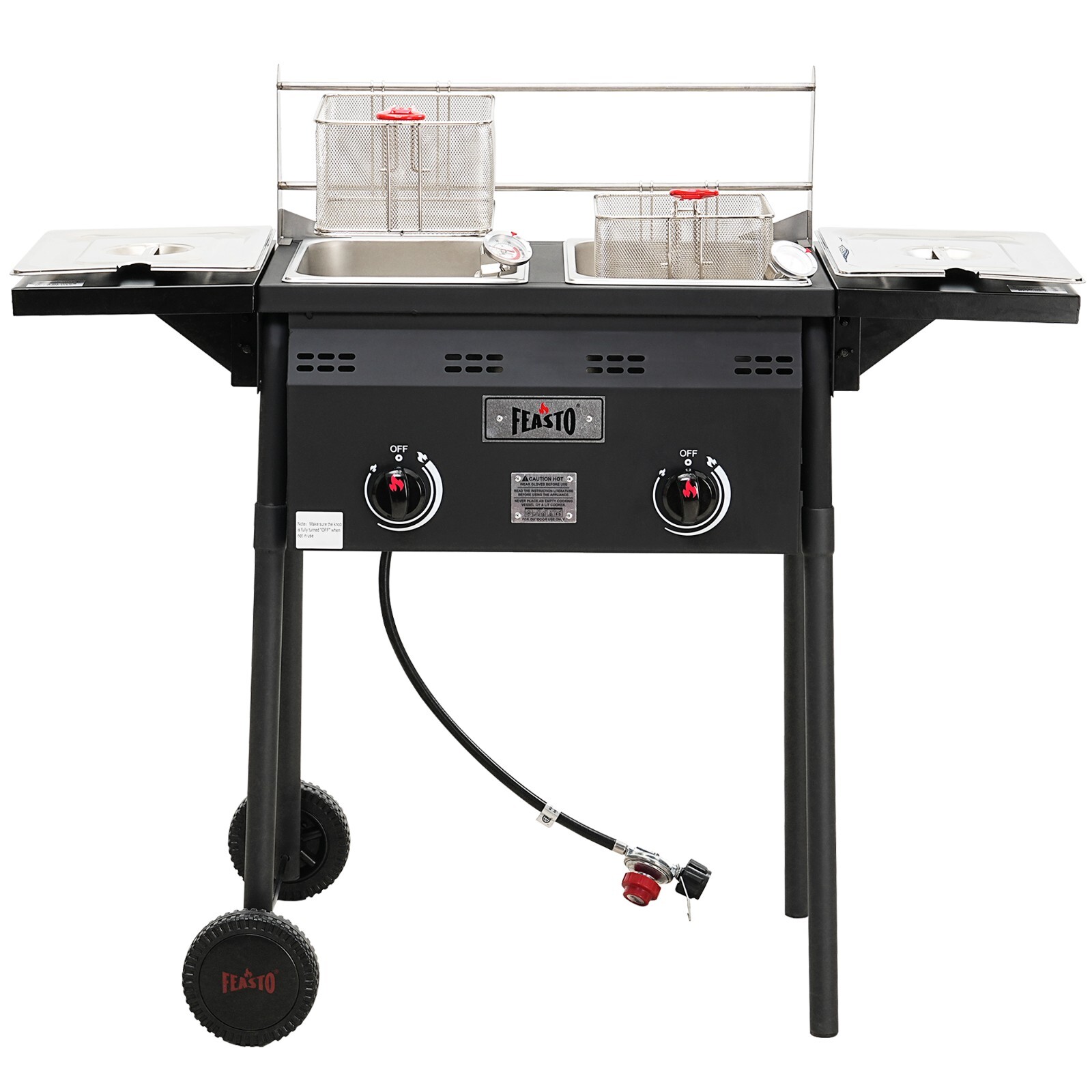 Outdoor Propane Deep Fryer,Dual Tank with Dual Independent Cast Iron Burners