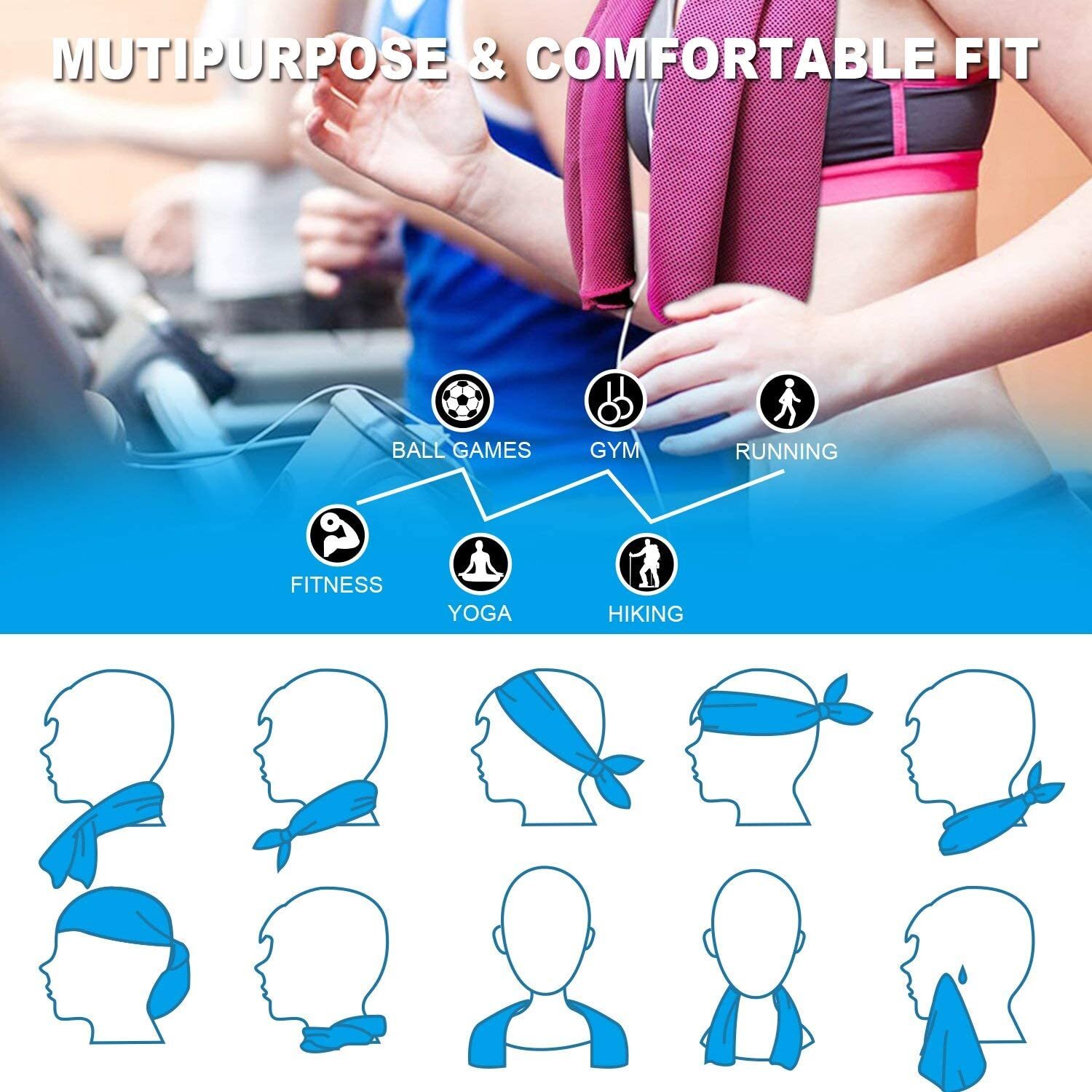 1-20 x Ice Cooling Towel Neck Wrap For Sports Running Jogging Gym Chilly Towels