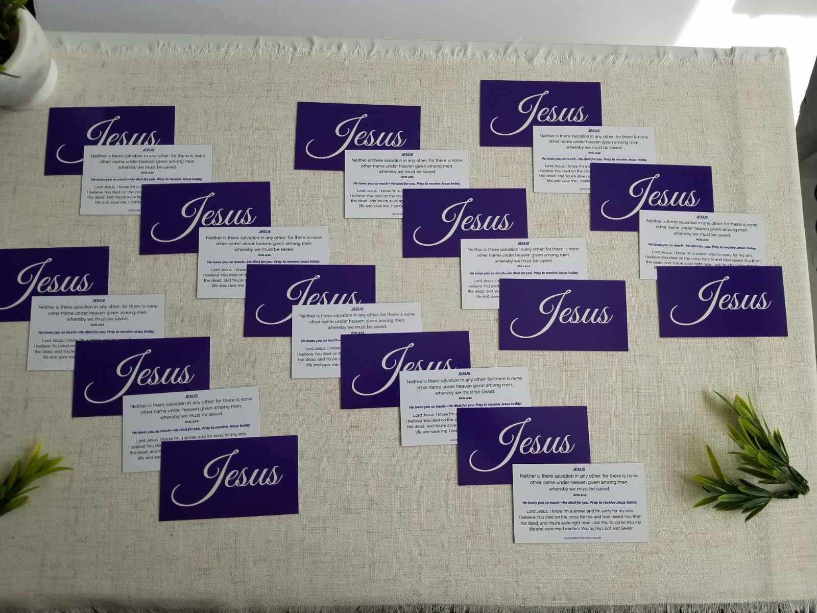 Jesus Gospel Tracts – 50 Salvation Cards (Acts 4:12, 2-Pack) – Evangelism – Free