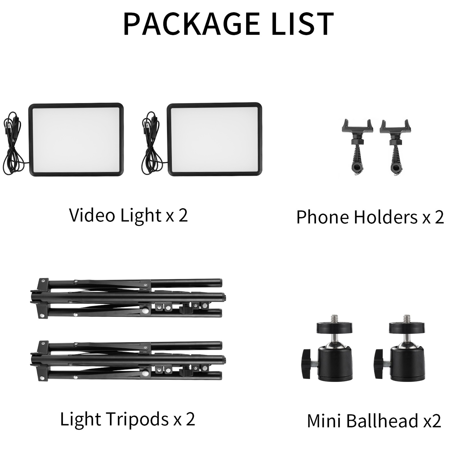 2x LED Video Light Kit Studio Dimmable Photo Tripod Photography Lighting Kit