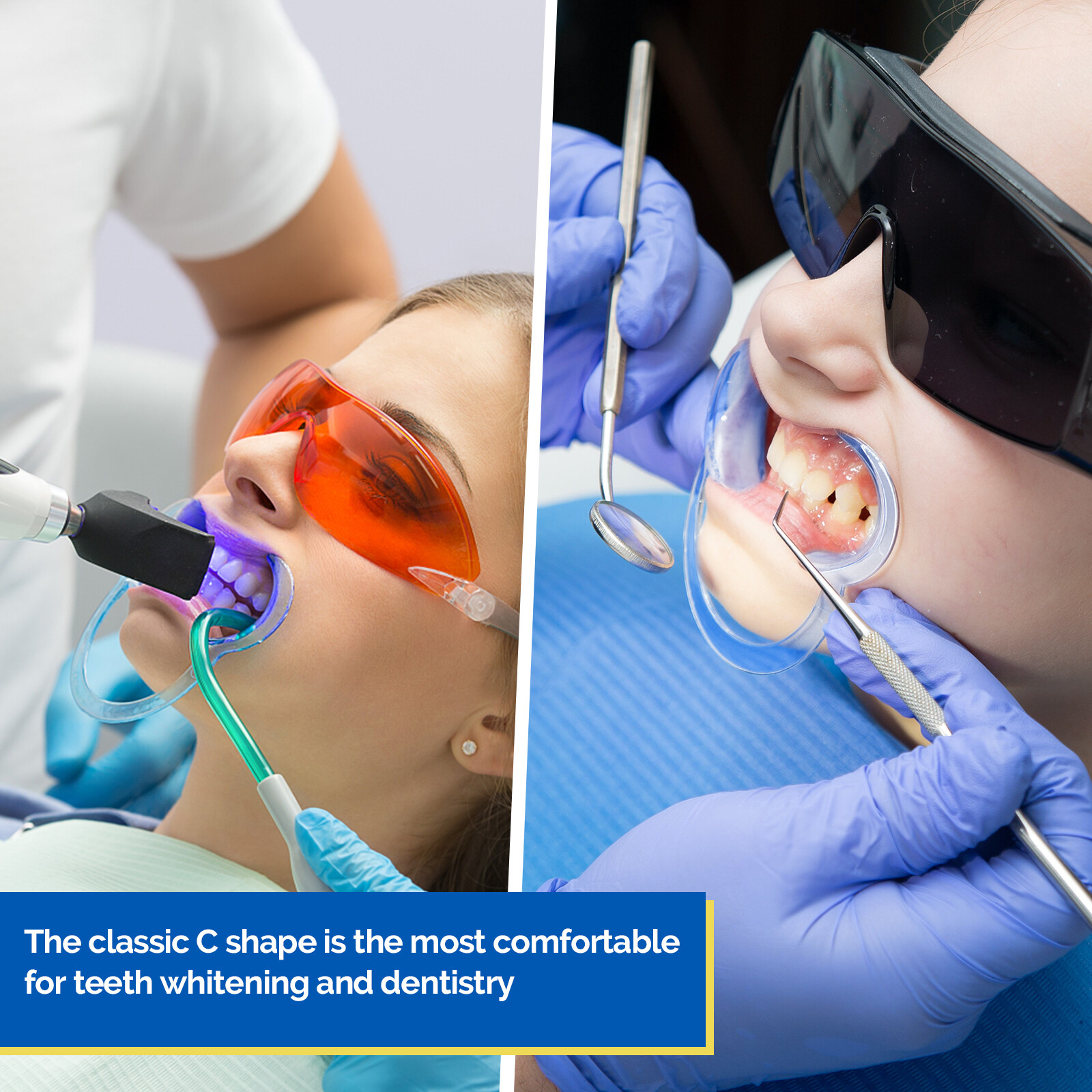 JMU Dental C-Shape Cheek Retractor Mouth Opener Autoclavable S+M+L 3pcs Blue