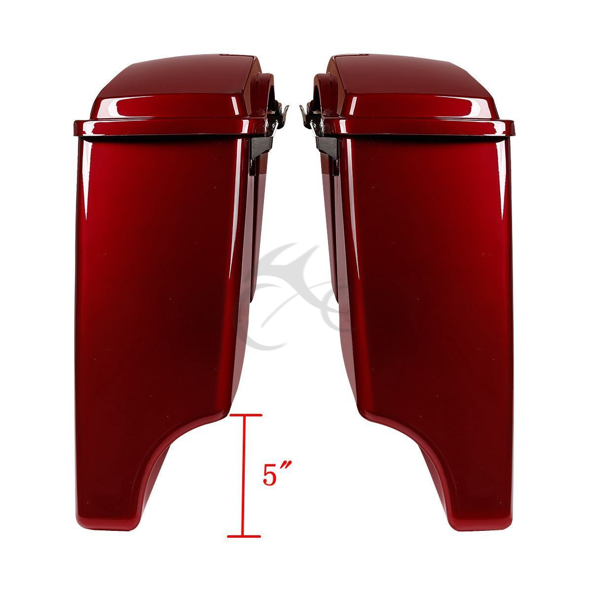 5" Stretched Saddlebags Fit For Harley Electra Glide 93-13 Velocity Red Sunglo
