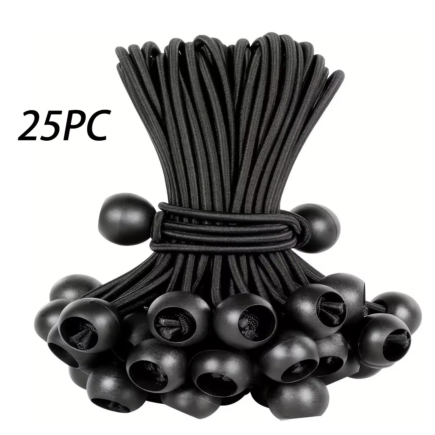 6" Ball Bungee Bungie Cord 25-100Pack Black Heavy Duty Canopy Tarp Tie Downs