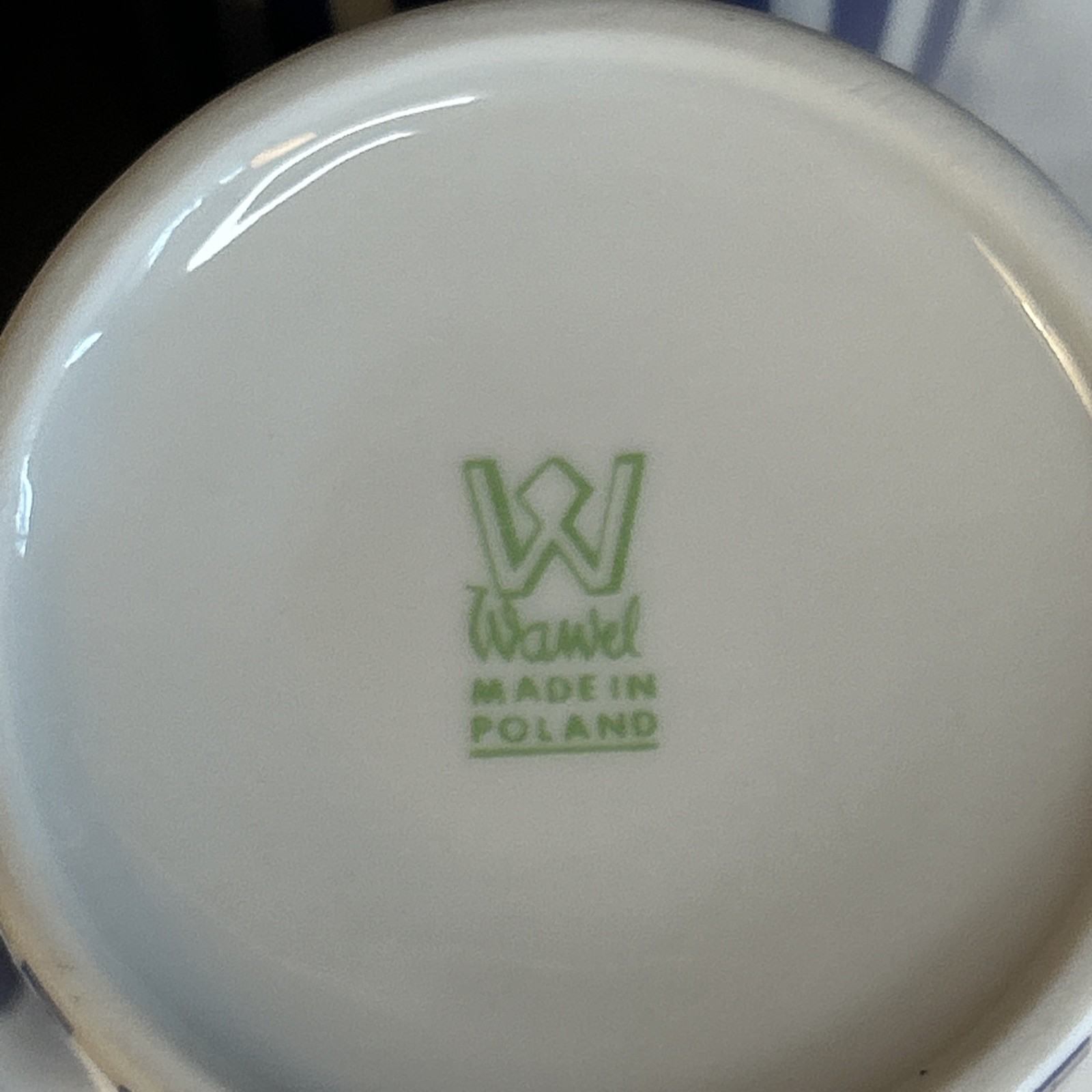 Set of 4 Wawel Made In Poland Porcelain Mug Cup Coffee Tea Stripes Blue White