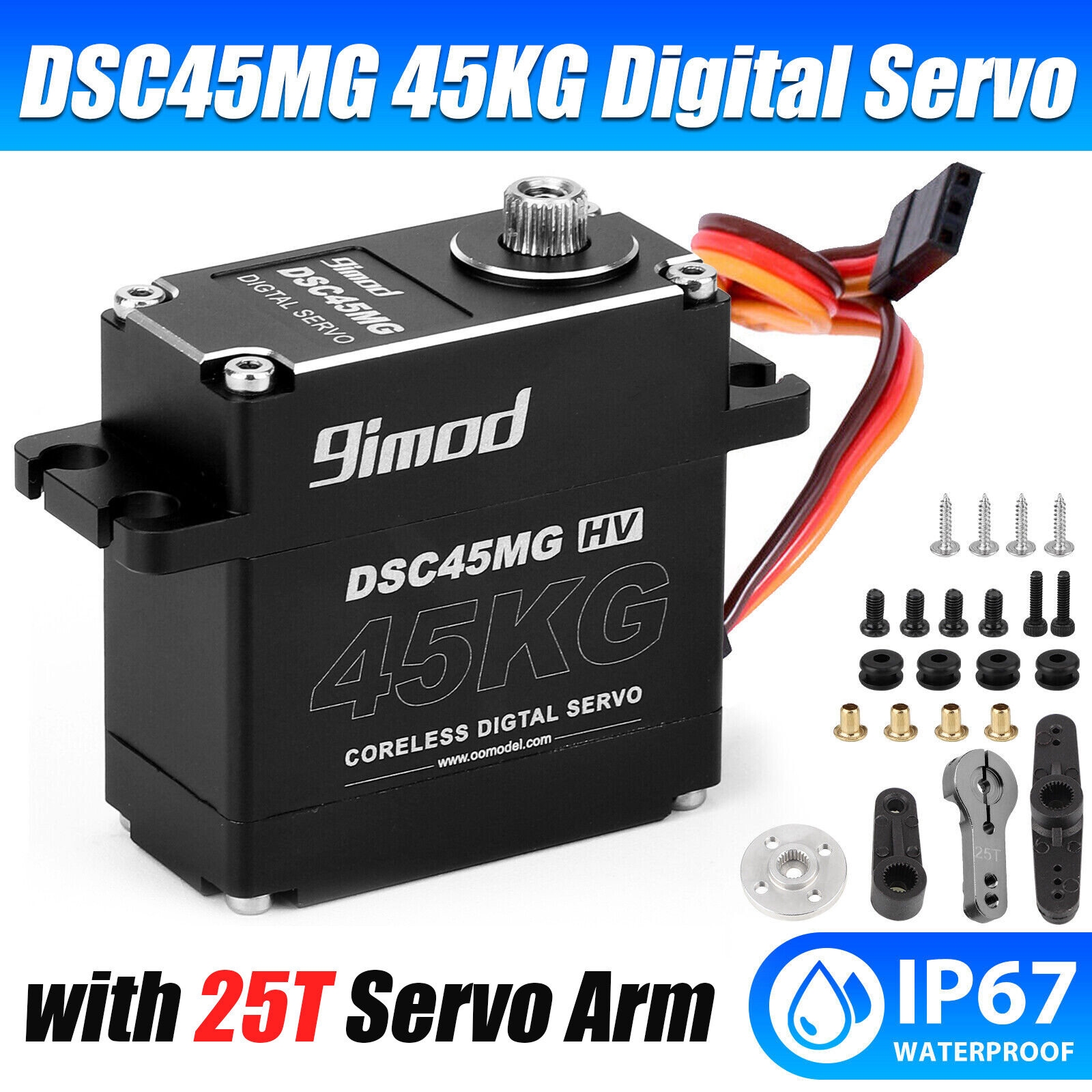 45KG Waterproof Digital Servo DSC45MG Metal Gear High Torque for 1/10 RC Crawler