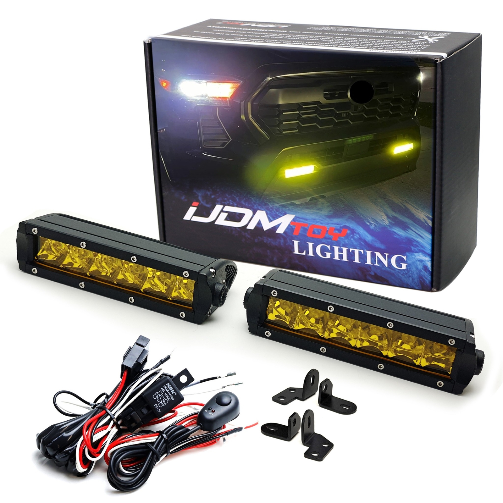 Yellow LED Fog Pocket Light Kit For Toyota 22+ Tundra/Sequoia 24+ Tacoma/4Runner