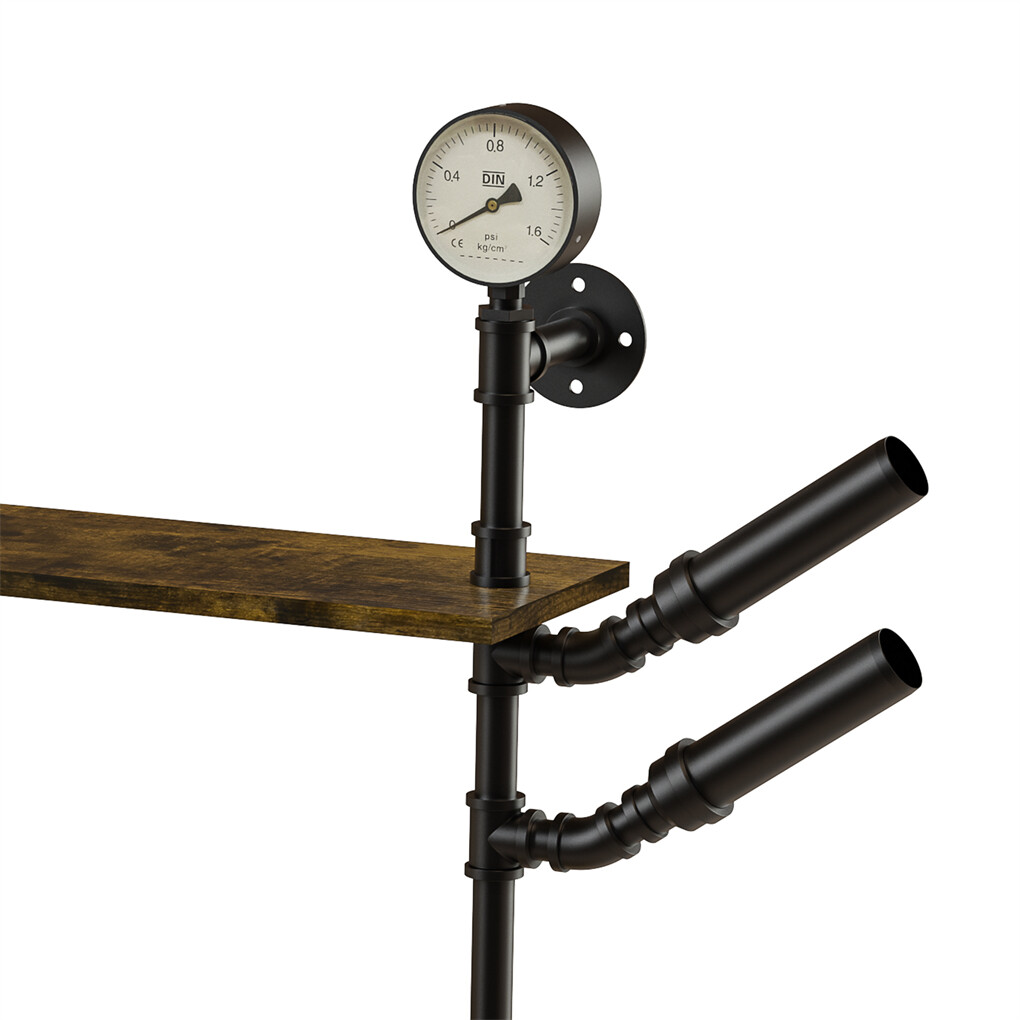 Industrial Pipe Bar Wall Liquor Shelf Floating Shelves with Wine Glass Holder