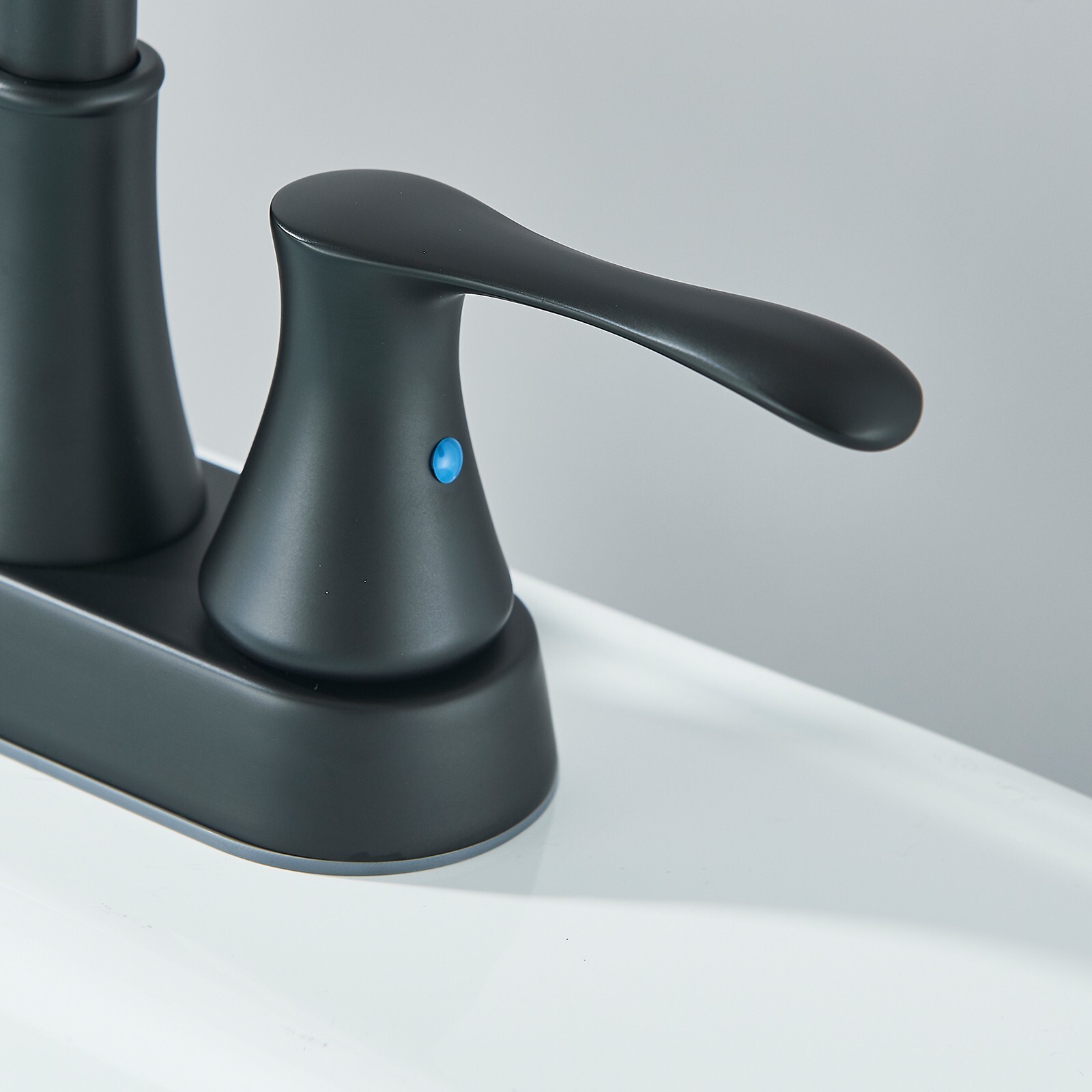 Black Bathroom Sink Faucet 3 Holes 4 Inch Centerset Vanity Mixer Faucet 2 Handle