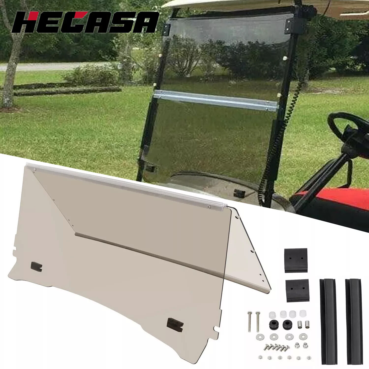 For EZGO Medalist TXT 1994-2013 Folding Golf Cart Tinted Windshield Windscreen