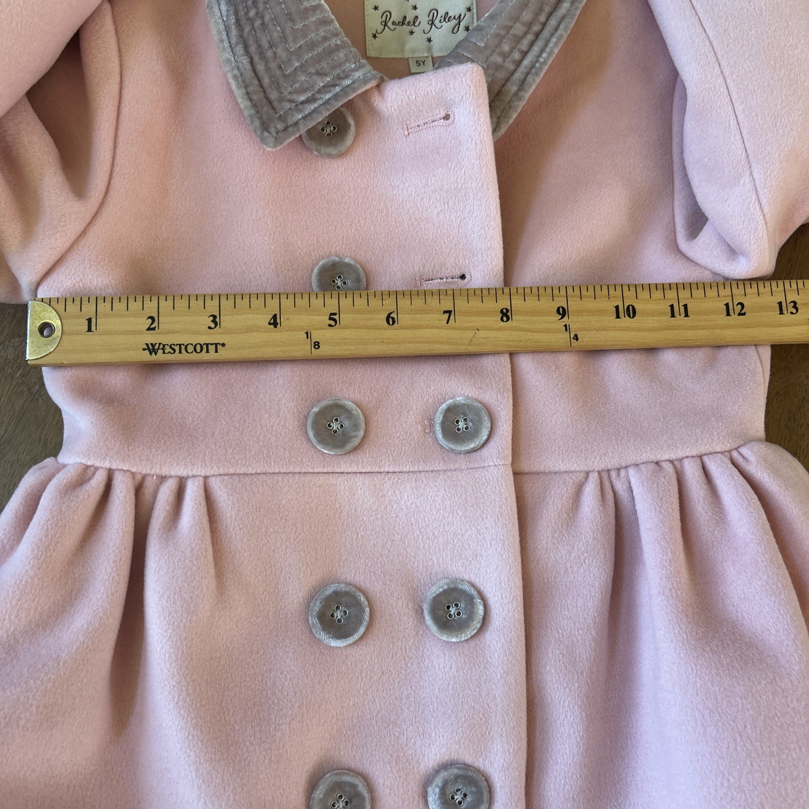 Rachel Riley Coat Girls Sz 5 Pink Long Sleeve Button Up Dress Coat Double Breast