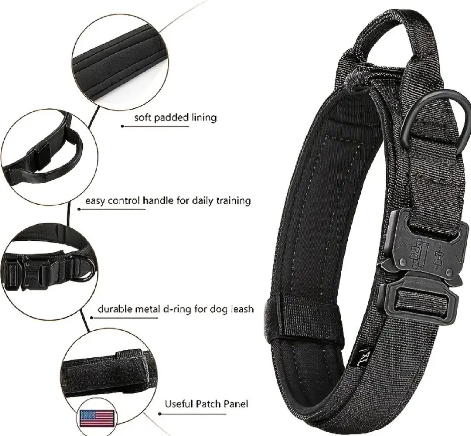Tactical Dog Pet Collar Leash Heavy Duty K9 Military Service Canine Training Kit