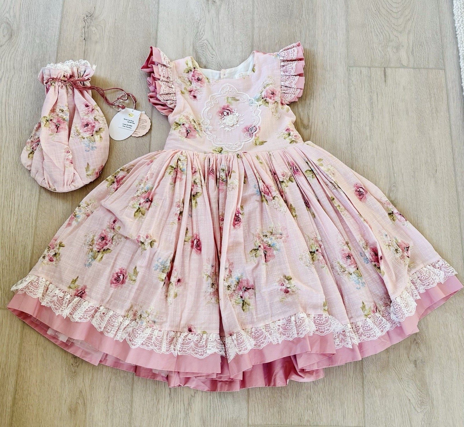 Dollcake Her Rose Garden Dress with garden Bag Size 9