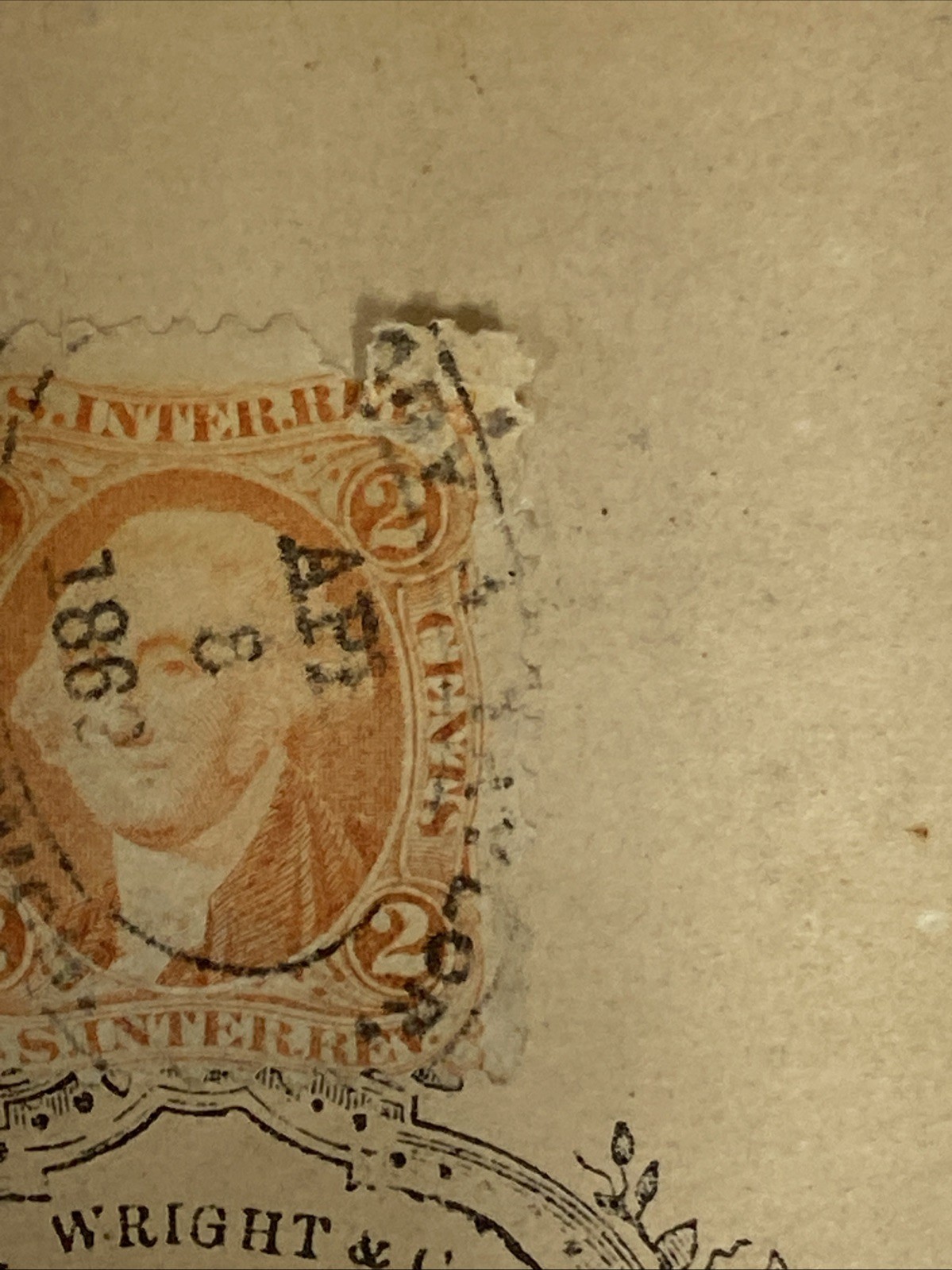 CDV Abraham Lincoln 1862 Stamp C.H. Wright Authentic Original Rare ￼