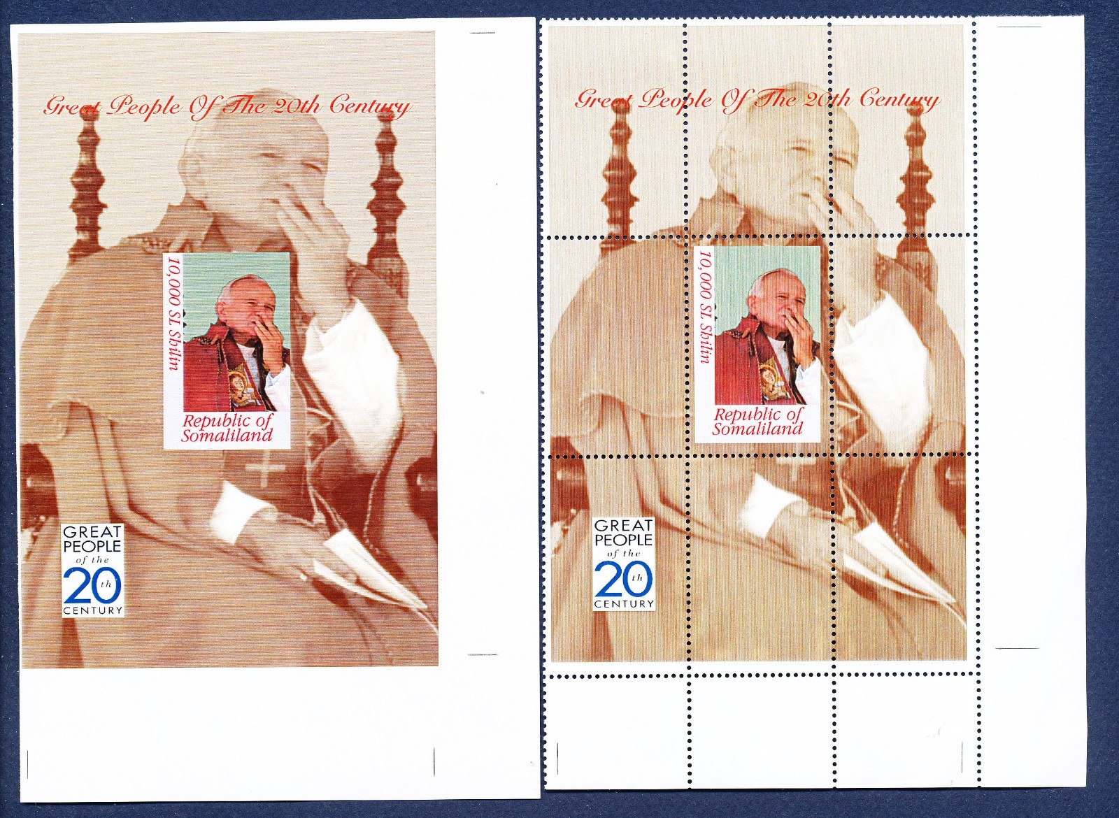 36 - SOMALILAND - - MNH S/S perf & imperf - Pope John Paul