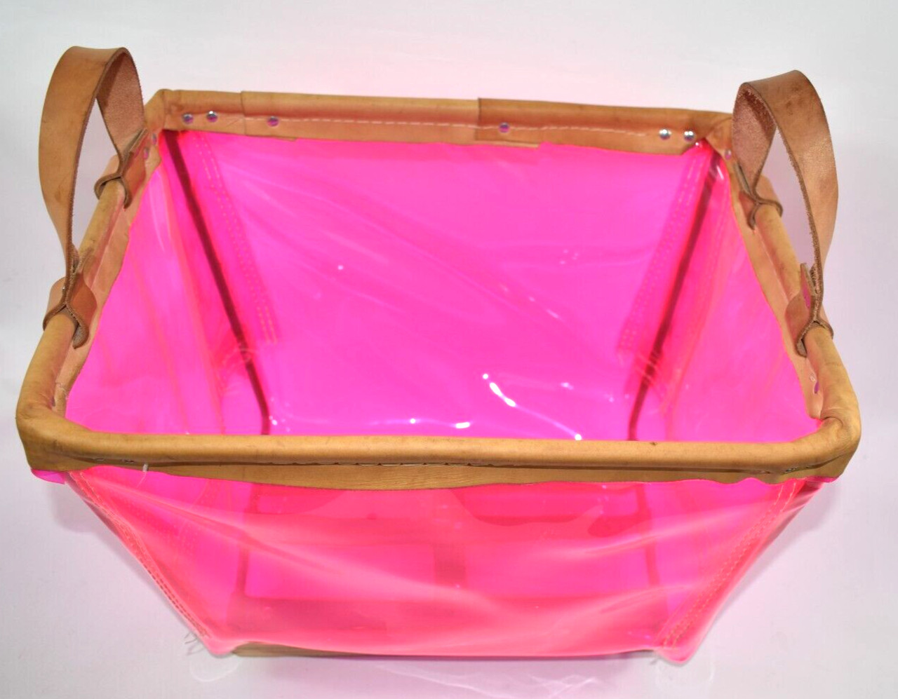 Victoria's Secret VS Barbie Pink Store Display Storage Bin Basket Leather Handle