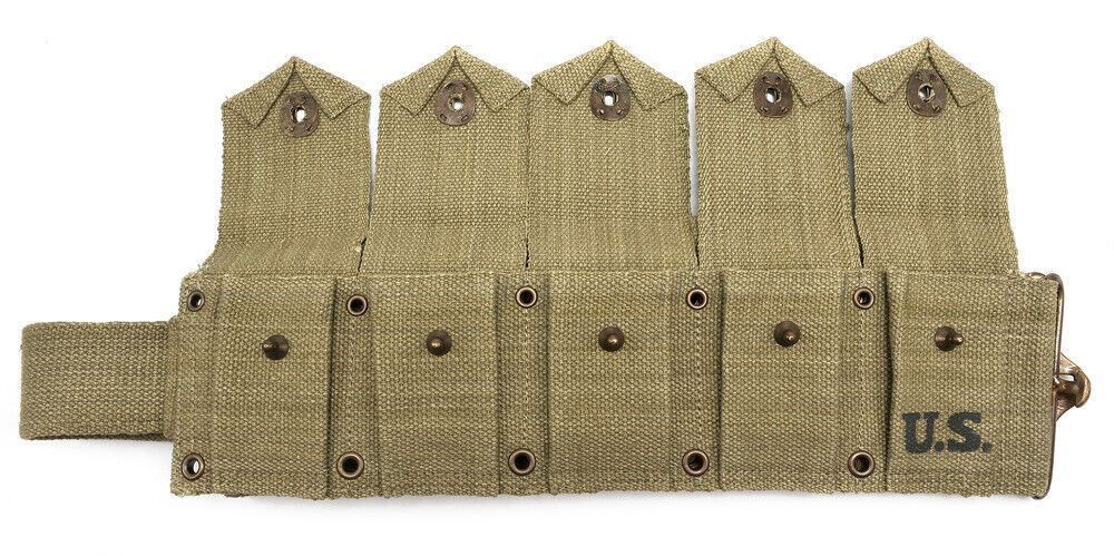 US M1 Garand M1923 Cartridge Belt Light OD Marked JT&L 1943 will fit up to 49"