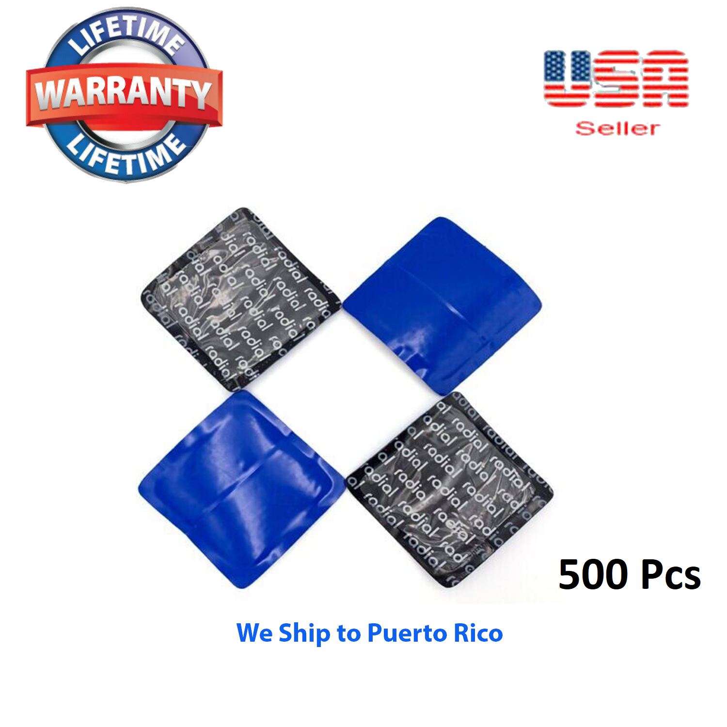 500 Pieces Radial Repair Square Tire Patch Large 3" 76 MM Superior Quality
