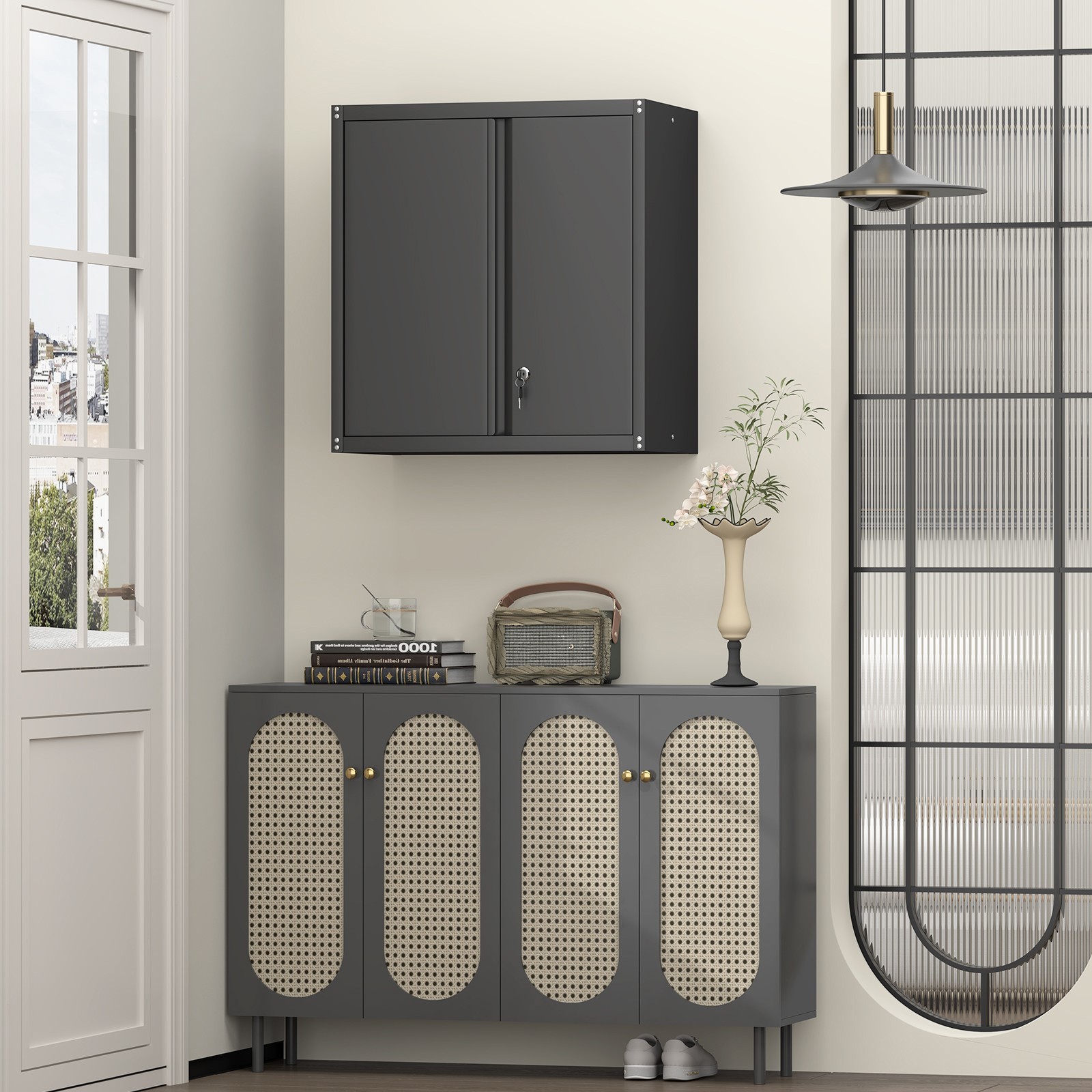 Metal Wall Cabinet, Garage Wall Cabinets With Doors, Locking Storage Cabinet