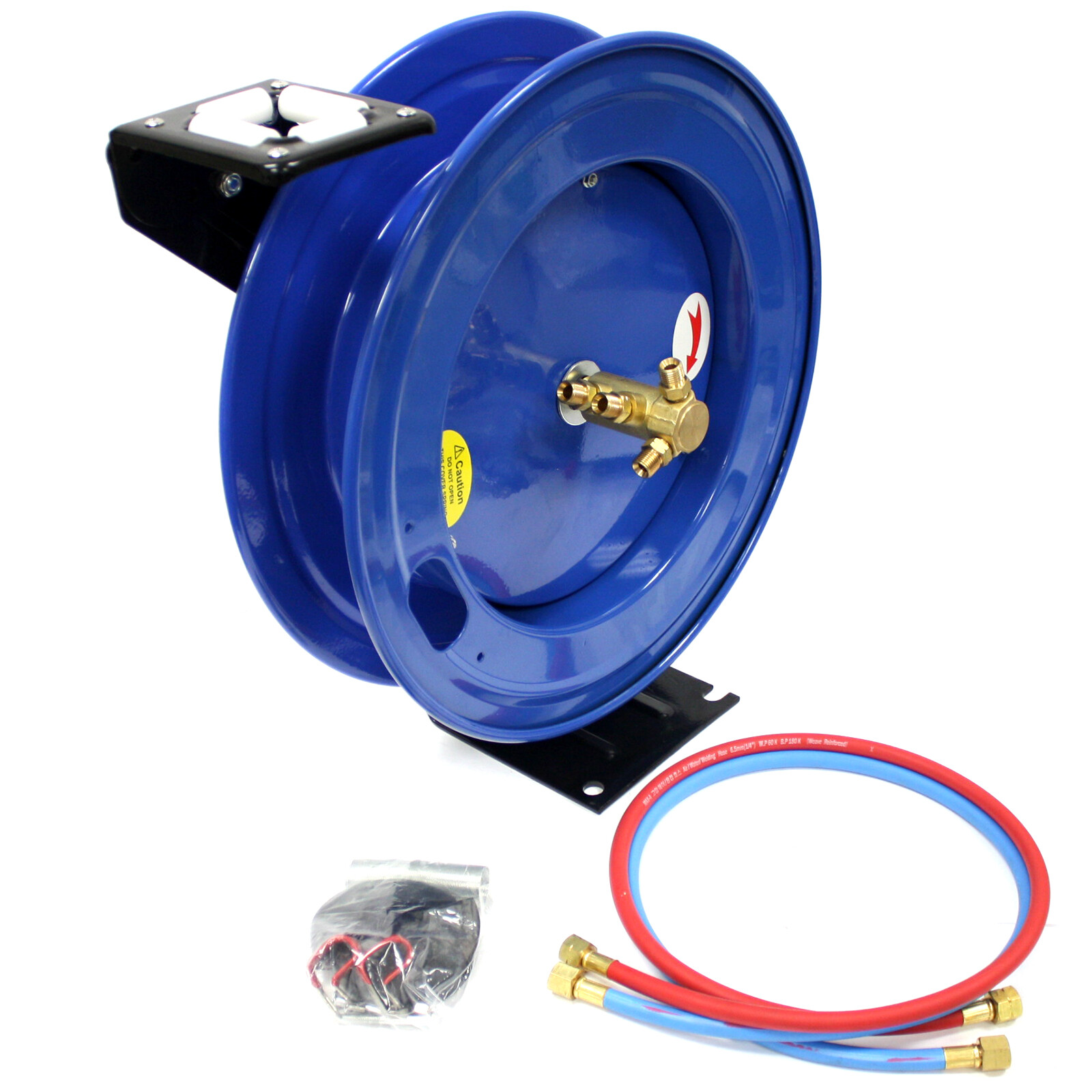 Spring-Rewind Retractable Twin Hose Reel for 50ft Oxygen Acetylene Welding Hoses