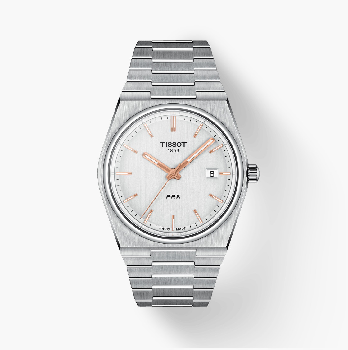 TISSOT PRX 40mm Silver/Rose gold Tone Dial Men's Quartz Watch T137.410.11.031.00