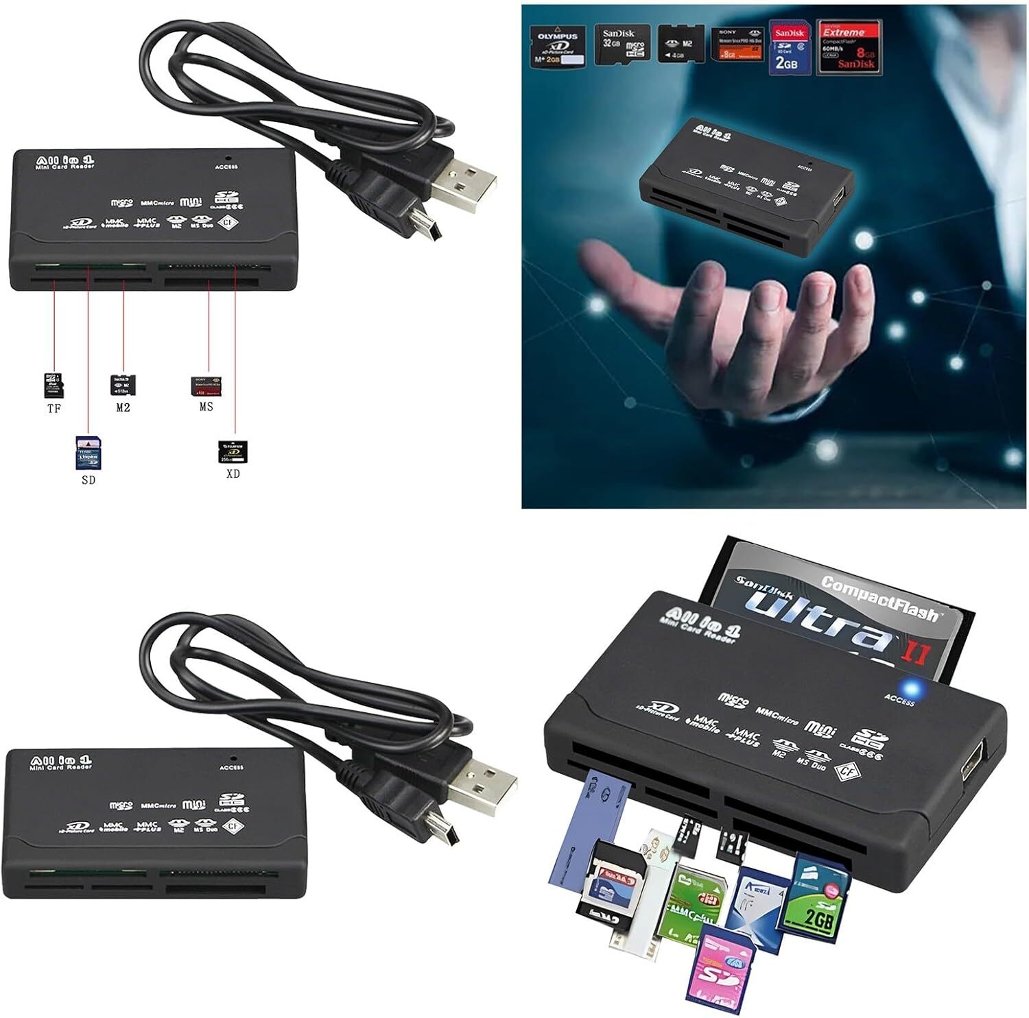 Memory Card Reader Mini 26-IN-1 USB 2.0 High Speed For CF xD SD MS SDHC Lot