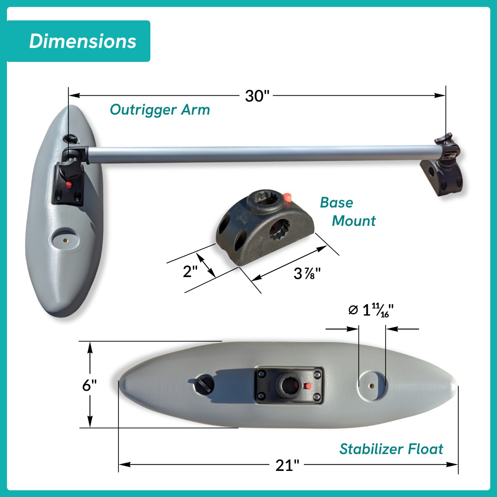 Pactrade Marine Kayak Outriggers/Stabilizers System for Fishing, Paddling & More